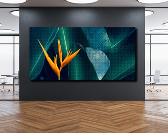 Orange Flower Mosaic Tile Wall Art: UltraHD Acrylic Glass by The Wall Decor Lab