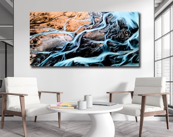 Abstract Water Over Rock Photo Print: Under Matte Acrylic Glass Wall Art