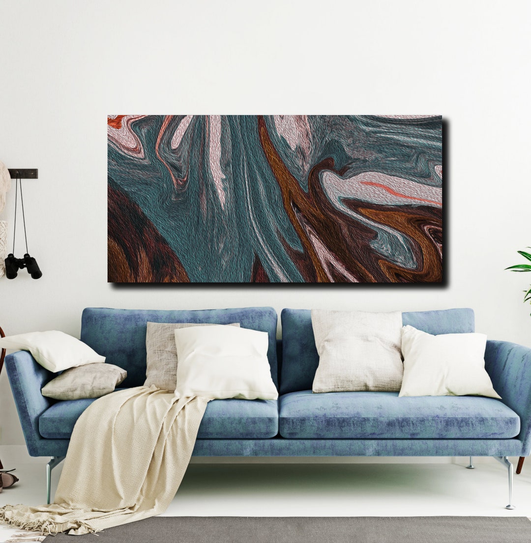 Teal Abstract Mountain Wall Art: Modern Matte Acrylic by the Wall Decor ...