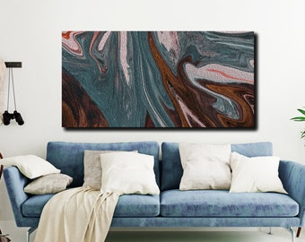 Teal Abstract Mountain Wall Art: Modern Matte Acrylic by The Wall Decor Lab