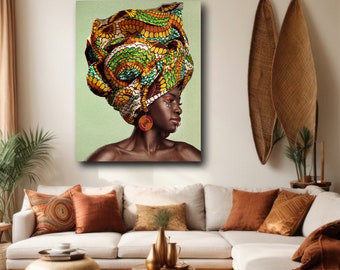 Craquelure African Model Wall Art: Elegant Home Decor