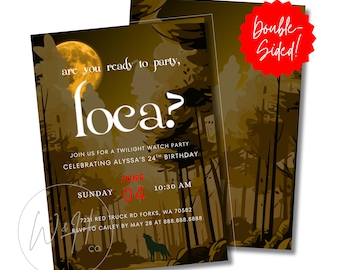 The Twilight Saga: New Moon Themed Birthday Watch Party Editable 5"x7" Party Invitation Template Instant Download