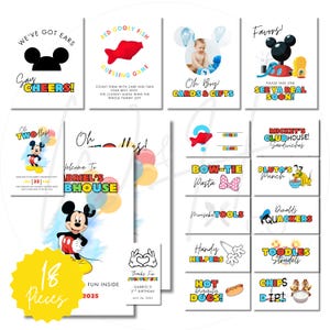 Oh TWOdles 18 PC Mickey Mouse Themed 2nd Birthday Editable Party Invitation Template Bundle Instant Download