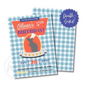 Ratatouille Themed Birthday Editable 5&quot;x7&quot; Party Invitation Template Instant Download
