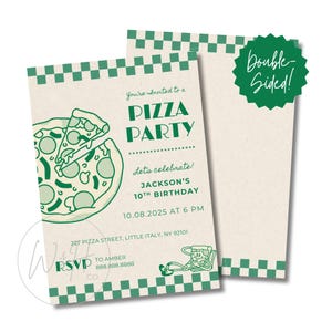 Pizza Party Themed Editable 5&quot;x7&quot; Birthday / Any Occasion Celebration Invitation Template Instant Download