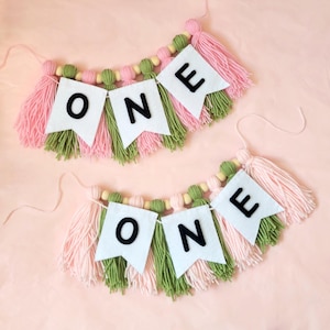 Watermelon Theme High Chair Banner First Birthday Yarn Tassel Garland Party Smash Cake Photoshoot Decoration, One in a Melon, Two Versions