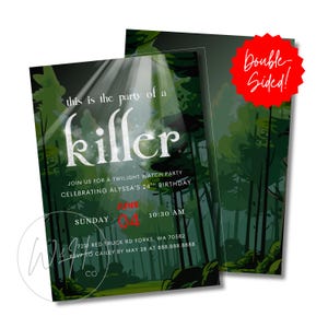Twilight Themed Birthday Watch Party Editable 5&quot;x7&quot; Party Invitation Template Instant Download