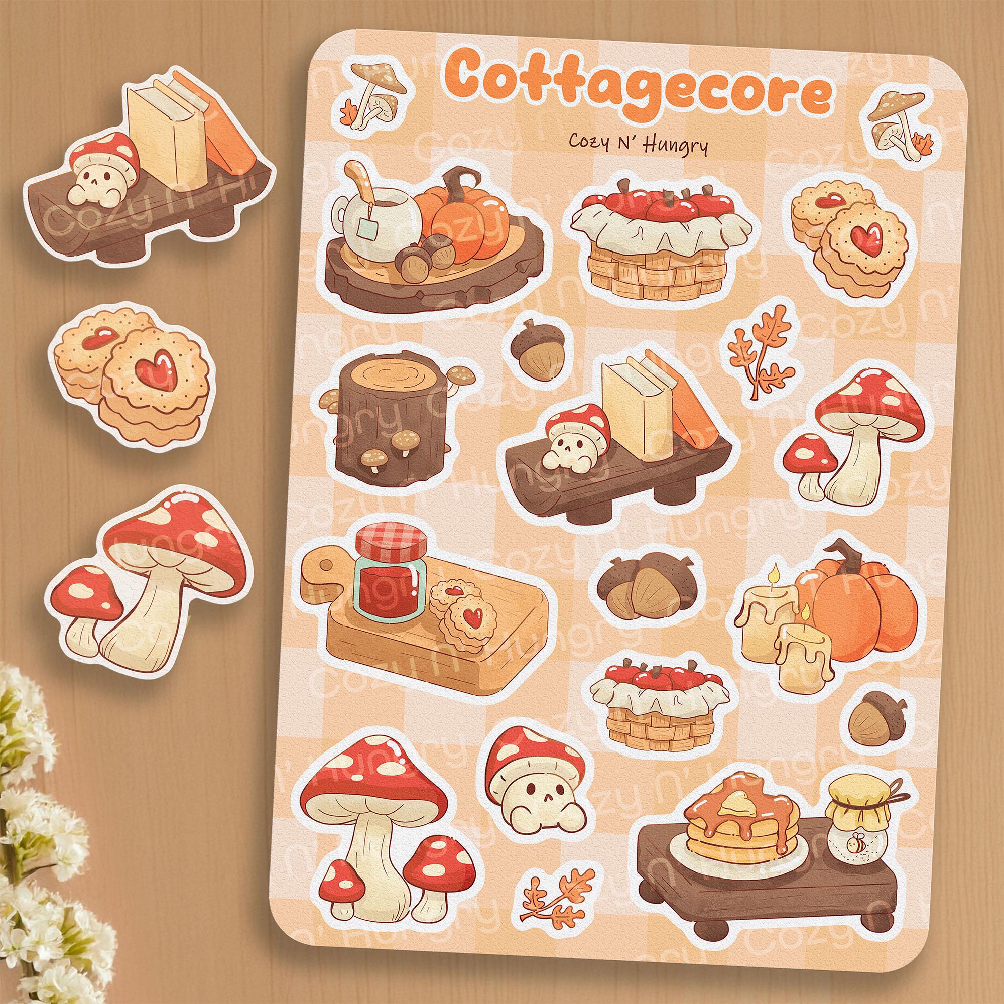 Cottagecore Sticker Sheet | Kawaii Mushroom and Woodland Decals for ...