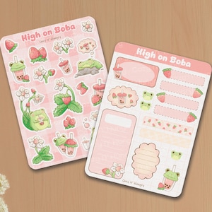 BUNDLE Plane Boba | Feuilles d'autocollants Bubble Tea pour planifier et tenir un journal