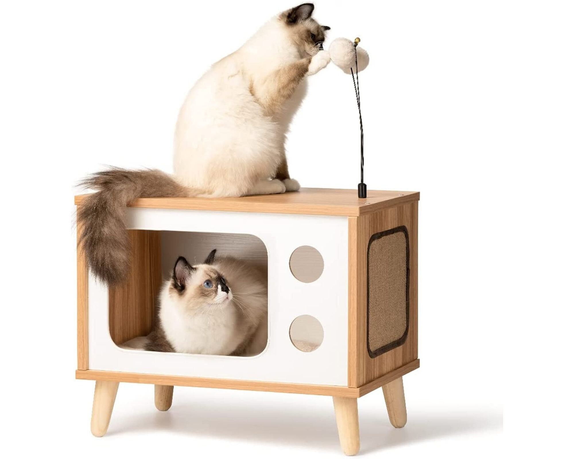 Cat Condo Cat House Handmade Cozy Cat Bed Tv Shaped Cat Etsy