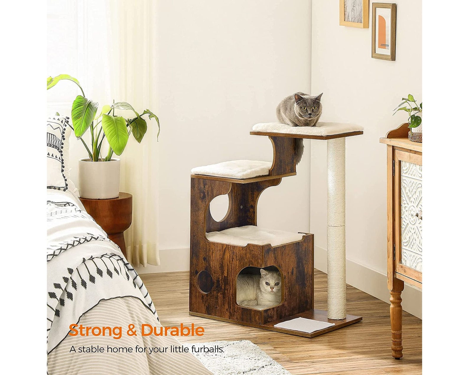 Cat Tree Medium Cat Tower With 3 Beds and Cave Cat Condo Etsy