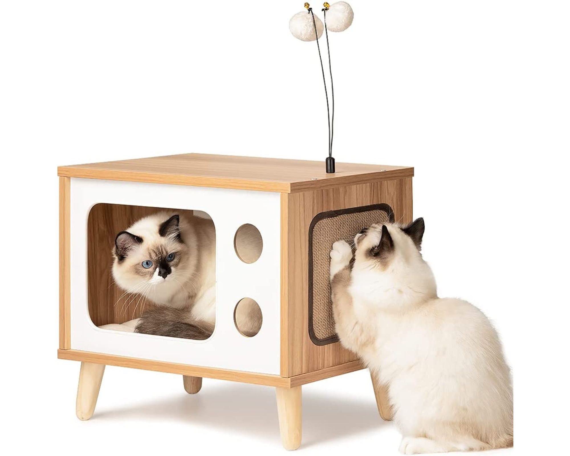 Cat Condo Cat House Handmade Cozy Cat Bed Tv Shaped Cat Etsy