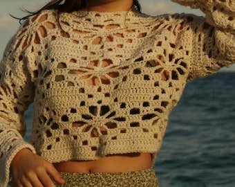 Flower crochet sweater pattern (crochet chart!)