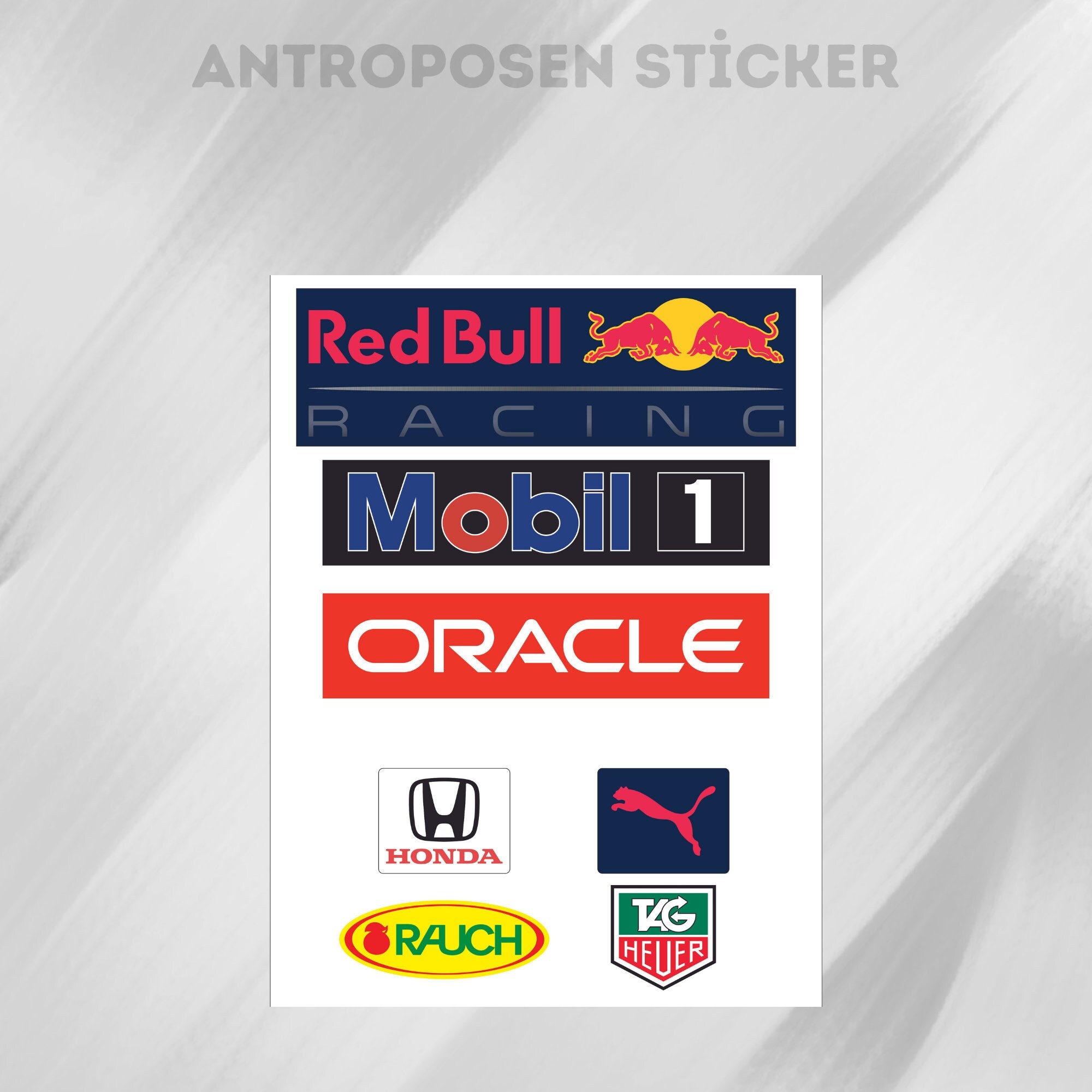 Red Bull F1 Logo and Sponsor Sticker Red Bull Sticker Set Etsy