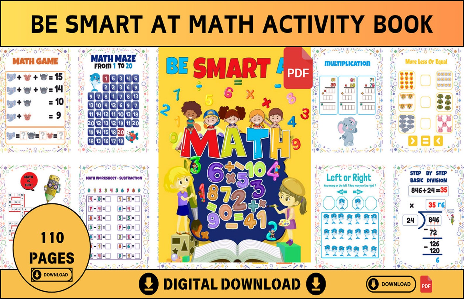 Be Smart at Math Activity Book for Kids Math Activity Book PDF in ...