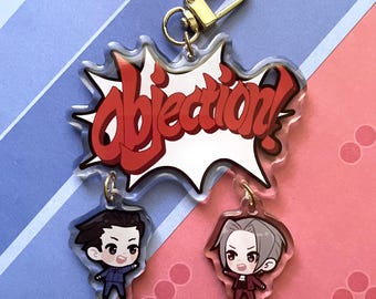 Acrylic Keychain & Stickers - Phoenix + Edgeworth Objection!