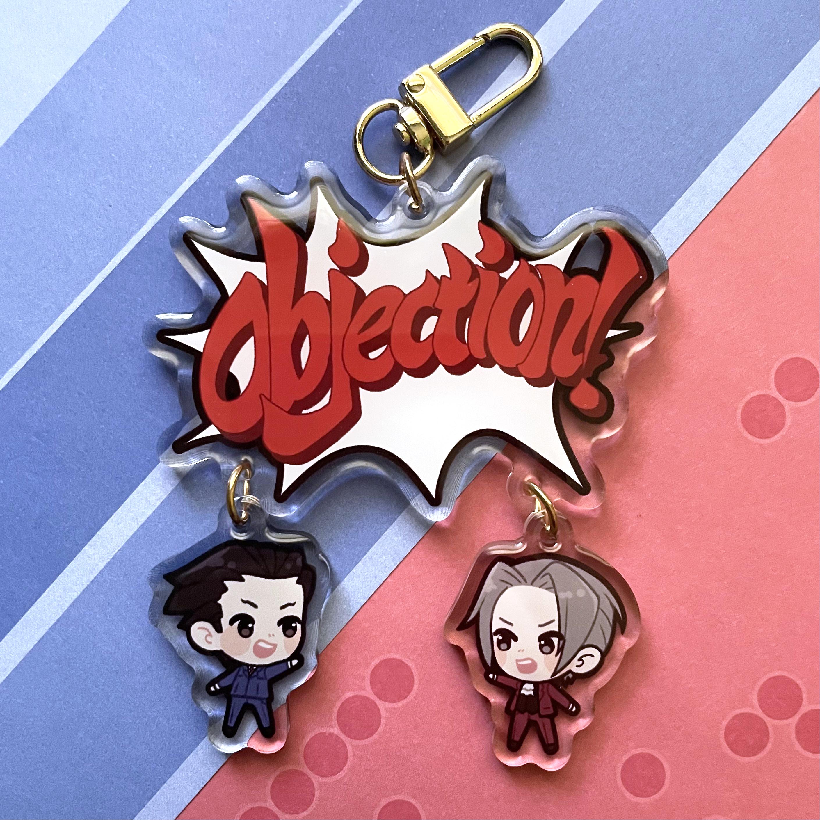 Sticker Keychain Acrylic Keychain & Stickers - Phoenix + Edgeworth Objection! - Etsy