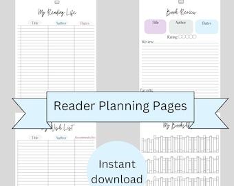 Reading Journal and Planner PDF Digital Download | Track reading progress | Review books and authors | Printable PDF 8x11 | personalize