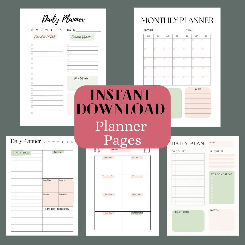 Printable Daily, Weekly, Monthly Planner | US Letter (digital Download ...