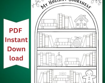 Holiday Bookshelf Reading Log, Printable Book Tracker (Digital Download)