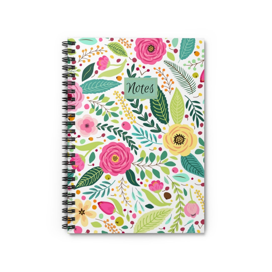 Floral Spiral Notebook | Lined Journal, 8x6 In - Etsy