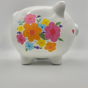Personalized Piggy Bank for Girls, Hand Painted, Ceramic, Baby Girl Nursery, Adorable Baby Shower Gift, 1st Birthday Gift