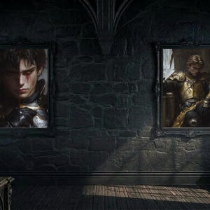 Arte de fantasía oscura de Reyes Rivales Caídos – Láminas del Rey Dorado y el Rey de las Sombras (Descarga digital)