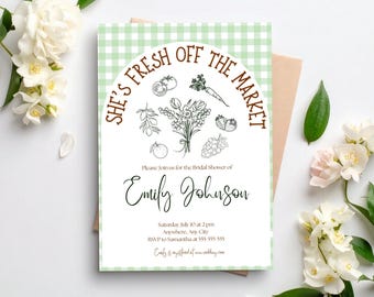 Fresh Off the Market Personalized Bridal Shower Invitation Digital Download