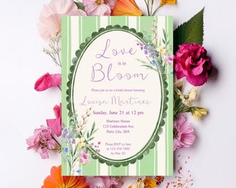 Love is In Bloom Garden Party Personalized Bridal Shower Invitation Digital Download