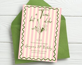 A Tini Bit Older Martini Theme Personalized Adult Birthday Party Invitation Digital Download