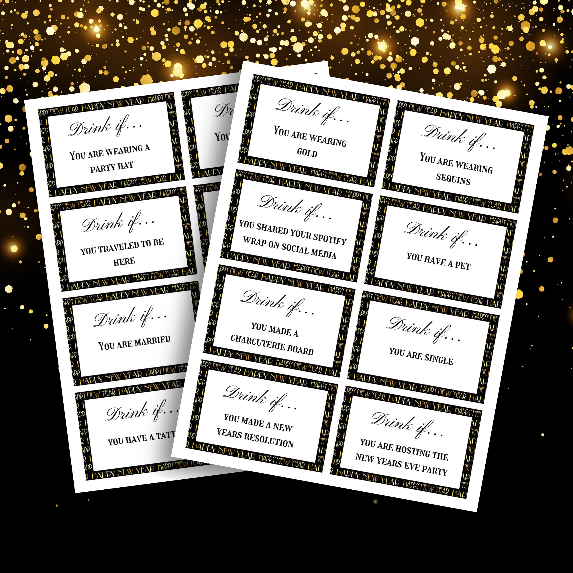 New Years Eve Party Game, Drink If Game, Printable New Years Eve Game ...