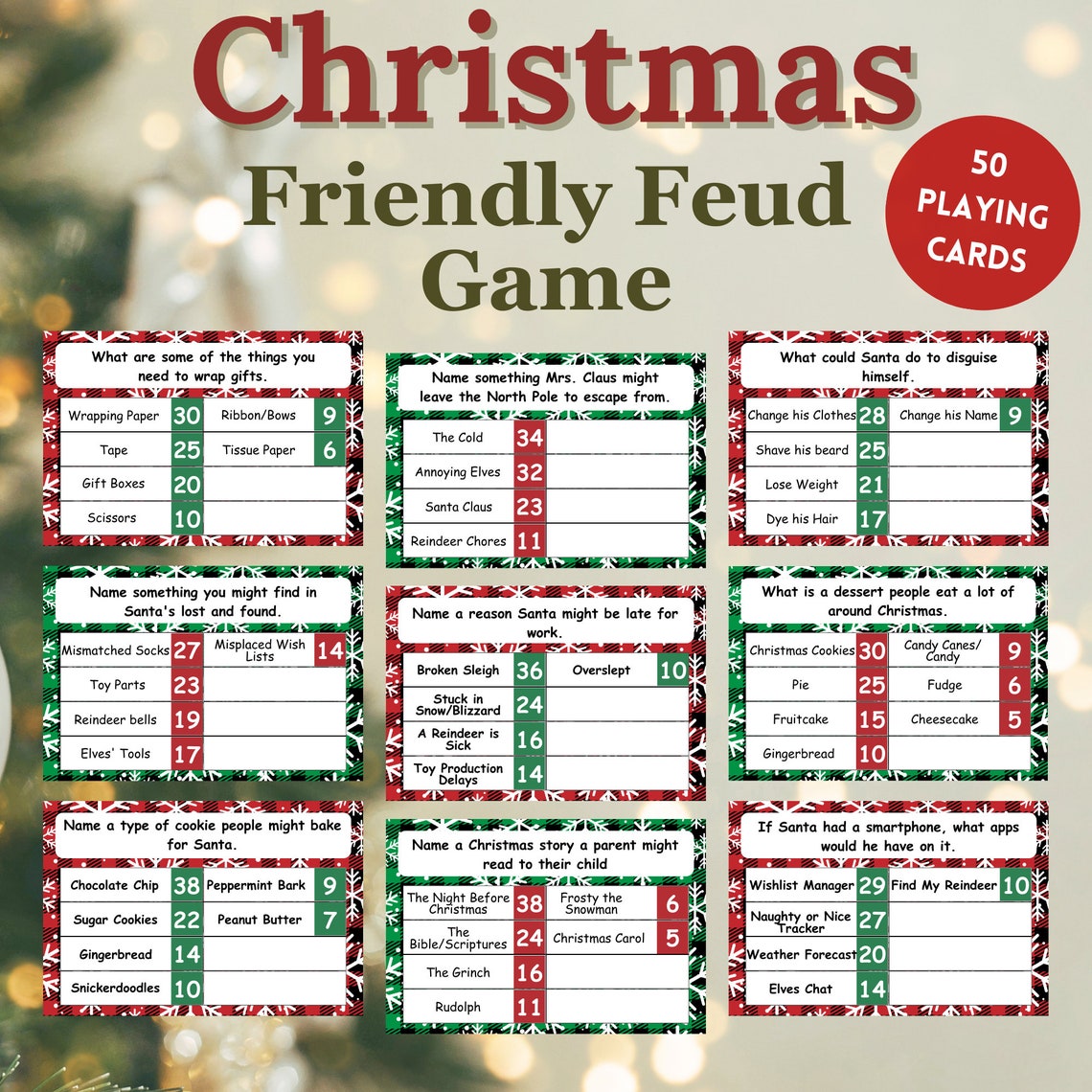 Christmas Friendly Feud Game, Printable Christmas Game, Christmas Party ...