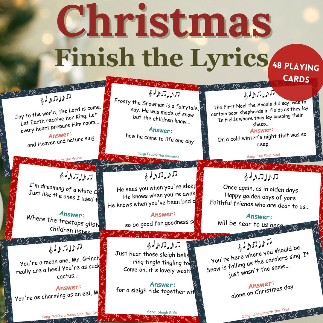 Christmas Carol Finish the Lyric Game, Finish the Phrase Christmas
