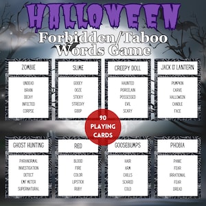 Halloween Forbidden Words Game, Halloween Taboo Game, Family Party Game, Halloween Party Game, Printable Halloween Game