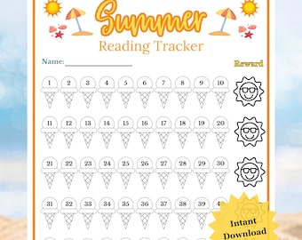 Zomerleestracker voor kinderen, zomerleeslog, leeslog voor kinderen, zomerleesuitdaging, zomerboektracker, afdrukbare tracker