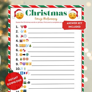 Christmas Emoji Game, Christmas Emoji Quiz, Fun Christmas Game, Christmas Printable Game, Christmas Family Activity, Holiday Game