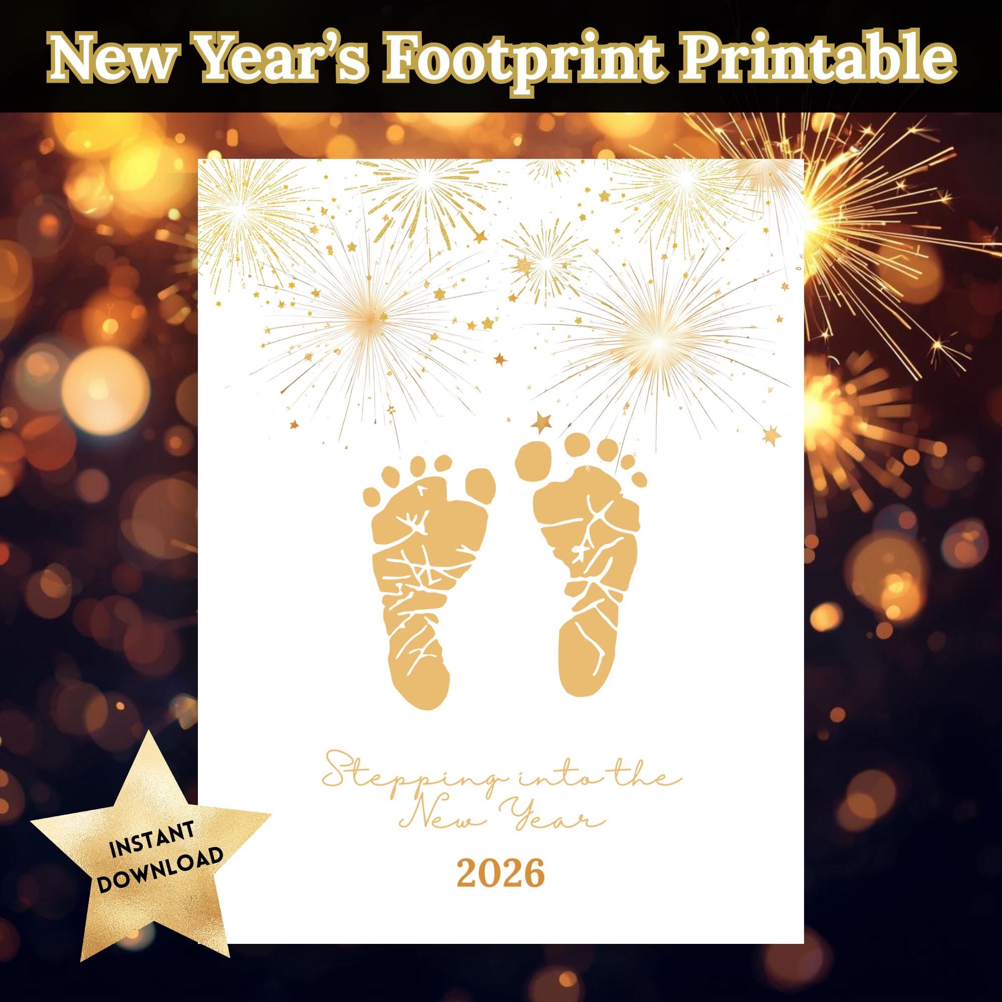 New Years Footprint Craft, New Years Footprint Keepsake, Baby…