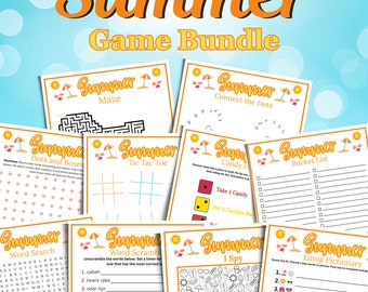 Summer Game Bundle, Summer Games for Adults and Kids, Family Summer Games, Summer Activities, Summer Printable Games, Summer Vacation