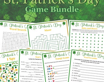 St Patrick's Day Game Bundle, St Patrick's Party Games and Activities, Printable Family Games, St Patrick's Day Bundle, St Patrick's Games