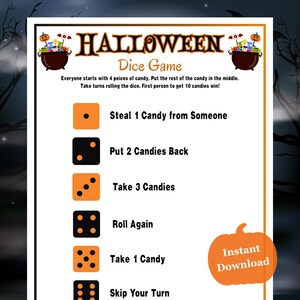 Halloween Candy Dice Game, Candy Dice Game, Halloween Games for Kids, Fun Family Games, Halloween Printable, Kids Games, Classroom Game