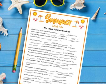 Summer Mad Libs, Family Summer Activities, Fun Summer Game