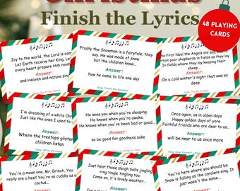 Christmas Carol Finish the Lyric Game, Finish the Lyrics Game, Printable Christmas Game, Christmas Family Game, Christmas Song Lyrics