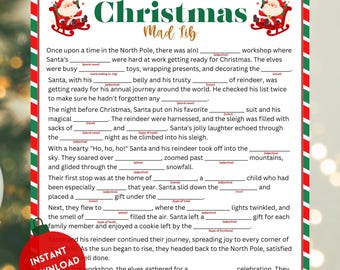 Christmas Mad Libs, Christmas Party Game, Christmas Story Mad Libs for Adults and Kids, Santa Claus Mad Lib, Funny Christmas Game