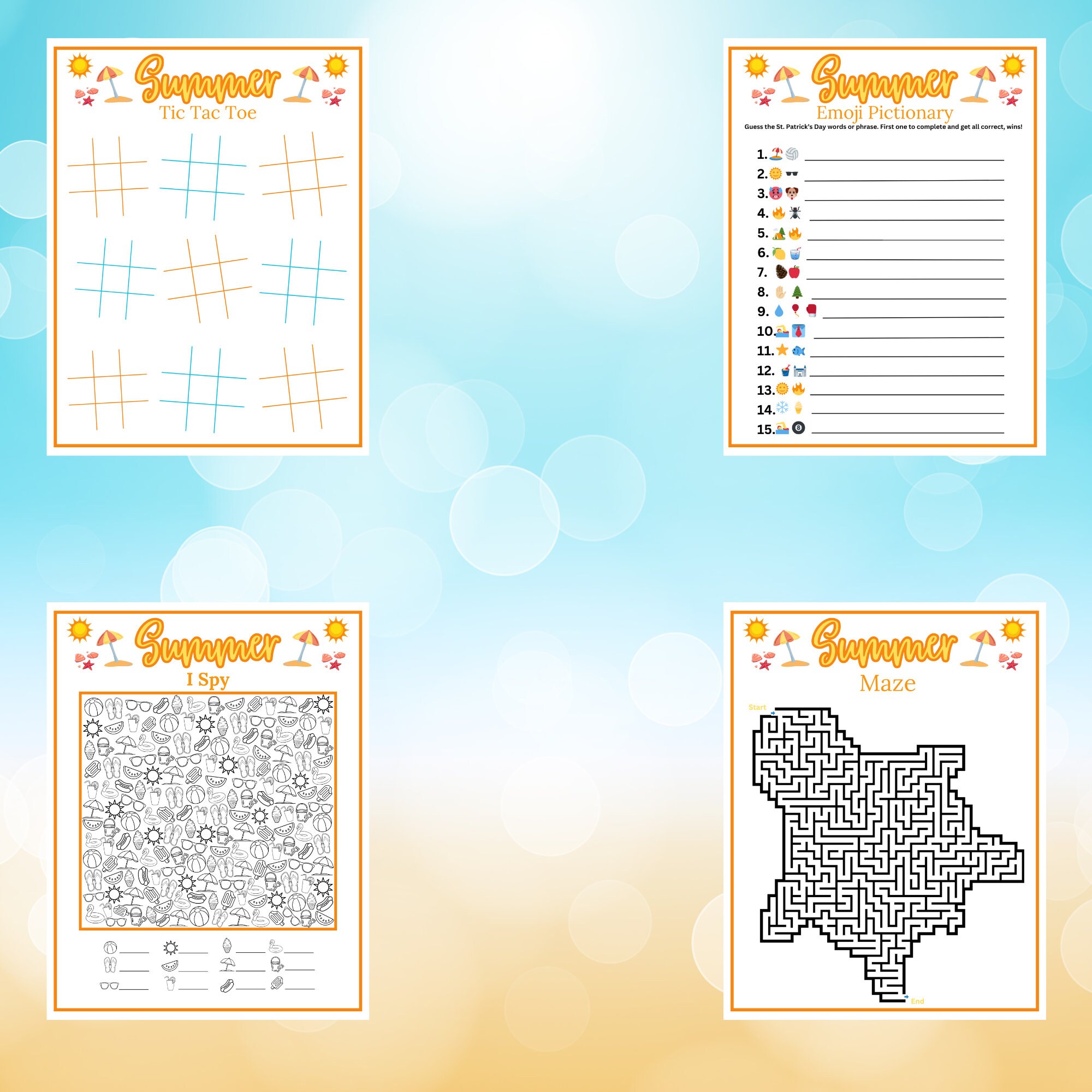 Summer Game Bundle, Summer Games for Adults and Kids, Family Summer ...