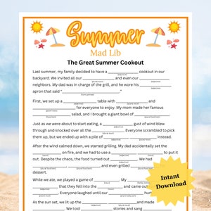 Summer Mad Libs | Printable Summer Game | Summer Activity
