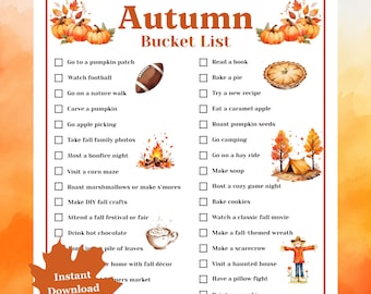 Autumn Bucket List, Fall Bucket List, Autumn Activities List, Fall Checklist, Autumn Activities, Fall to do List, Fall Family Activity