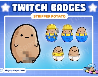 Funny Naked Potato Twitch Sub Badges (Set of 6) (Digital Download)
