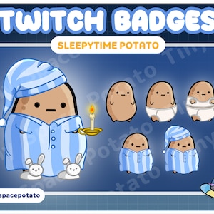 Sub Badges Twitch Cozy Potato (SET OF 6) Twitch Sub Badges Funny Sub Badge Cute Cheer Bit Badges Vtuber