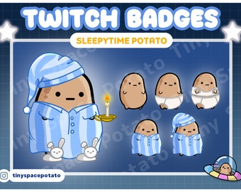 Sub Badges Twitch Cozy Potato (SET OF 6) Twitch Sub Badges Funny Sub Badge Cute Cheer Bit Badges Vtuber
