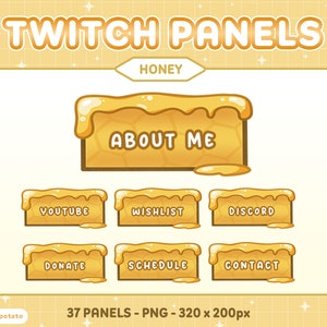Twitch Panels Honey Bee (SET of 37) Stream Panels Twitch Overlay Vtuber Assets